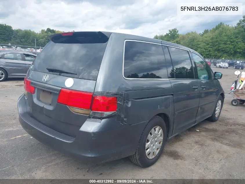 2010 Honda Odyssey Lx VIN: 5FNRL3H26AB076783 Lot: 40312992