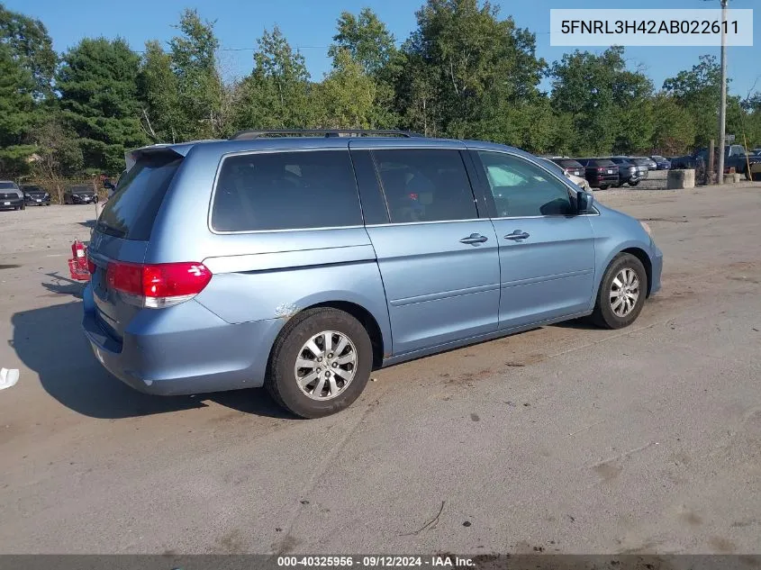 2010 Honda Odyssey Ex VIN: 5FNRL3H42AB022611 Lot: 40325956