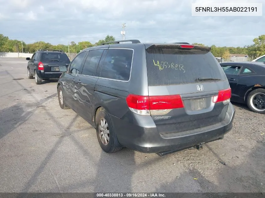 2010 Honda Odyssey Ex VIN: 5FNRL3H55AB022191 Lot: 40338813