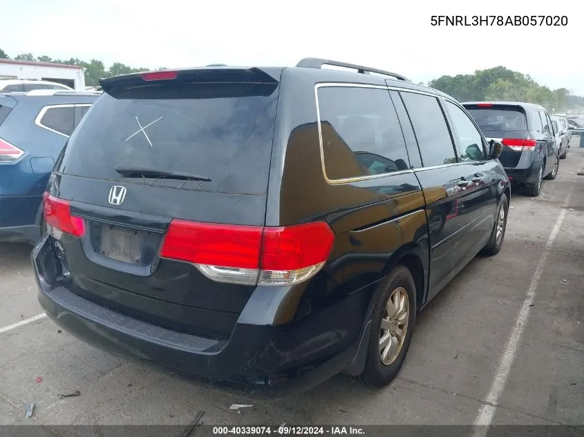 2010 Honda Odyssey Ex-L VIN: 5FNRL3H78AB057020 Lot: 40339074