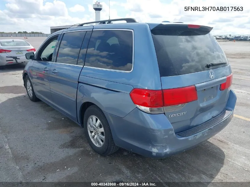 2010 Honda Odyssey Exl VIN: 5FNRL3H70AB017563 Lot: 40343988