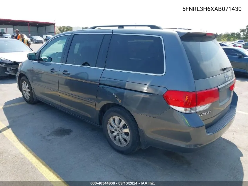 2010 Honda Odyssey Ex-L VIN: 5FNRL3H6XAB071430 Lot: 40344930