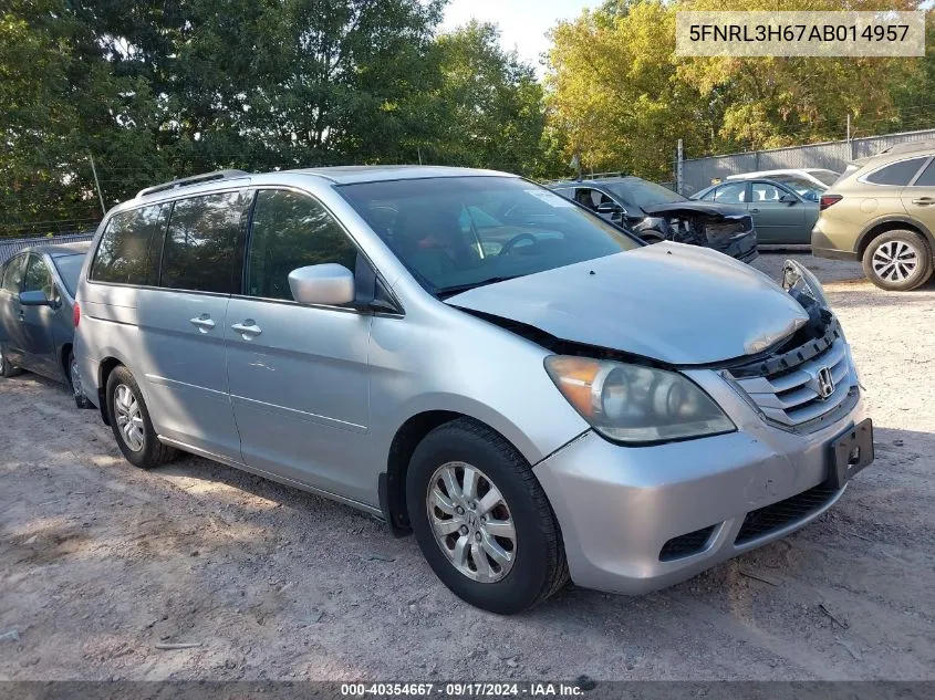 2010 Honda Odyssey Ex-L VIN: 5FNRL3H67AB014957 Lot: 40354667