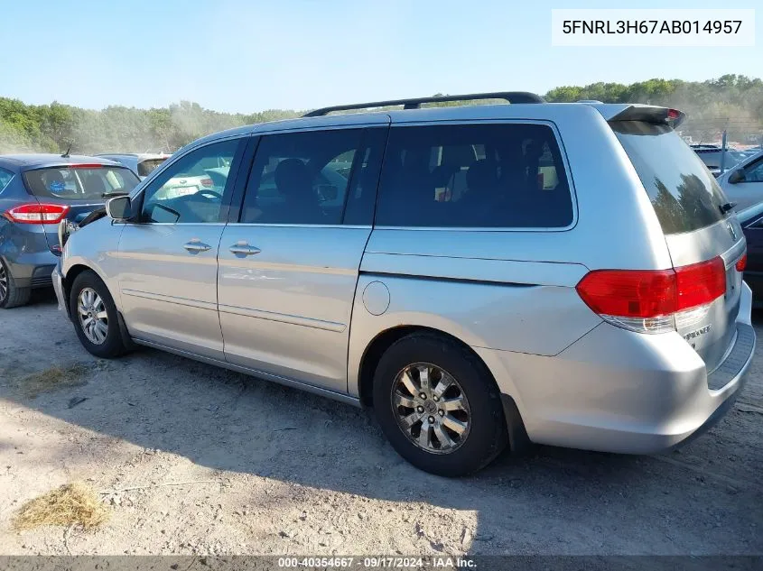 2010 Honda Odyssey Ex-L VIN: 5FNRL3H67AB014957 Lot: 40354667