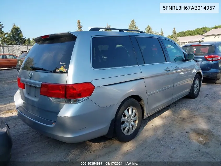 2010 Honda Odyssey Ex-L VIN: 5FNRL3H67AB014957 Lot: 40354667