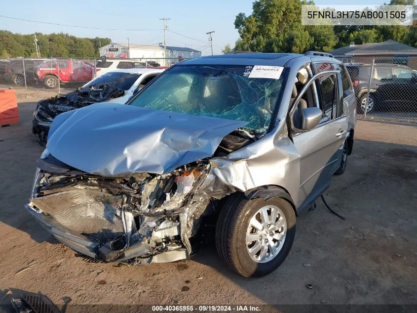 2010 Honda Odyssey Ex-L VIN: 5FNRL3H75AB001505 Lot: 40365955