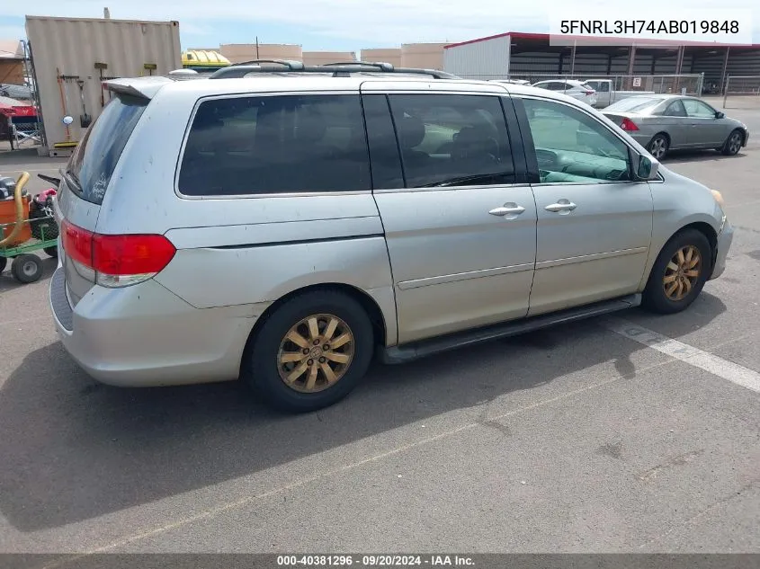 5FNRL3H74AB019848 2010 Honda Odyssey Ex-L