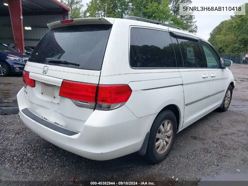 2010 Honda Odyssey Ex-L VIN: 5FNRL3H68AB110418 Lot: 40382944