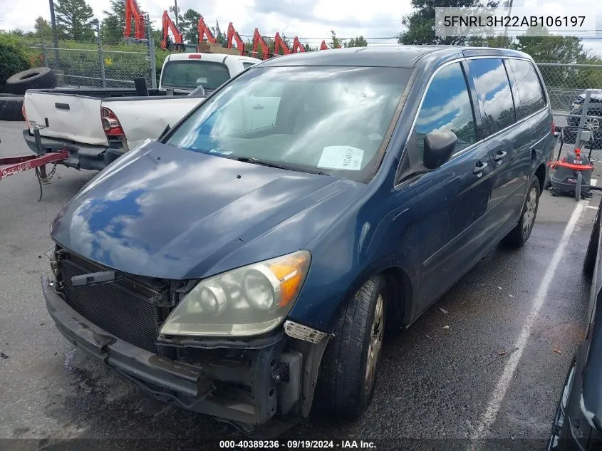 2010 Honda Odyssey Lx VIN: 5FNRL3H22AB106197 Lot: 40389236