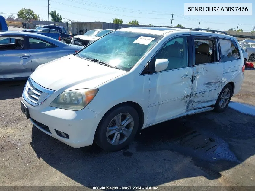 2010 Honda Odyssey Touring VIN: 5FNRL3H94AB097466 Lot: 40394299