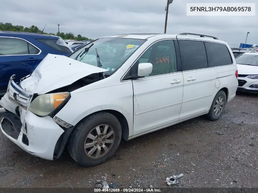 2010 Honda Odyssey Exl VIN: 5FNRL3H79AB069578 Lot: 40412689