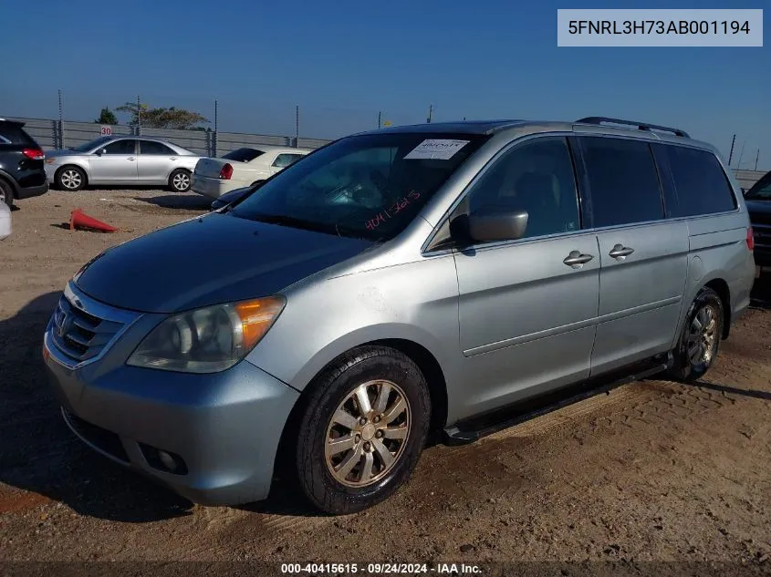 2010 Honda Odyssey Exl VIN: 5FNRL3H73AB001194 Lot: 40415615