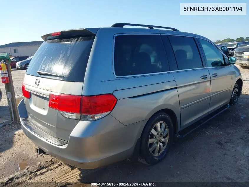 2010 Honda Odyssey Exl VIN: 5FNRL3H73AB001194 Lot: 40415615