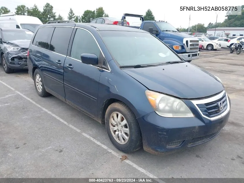 2010 Honda Odyssey Ex VIN: 5FNRL3H52AB058775 Lot: 40423763