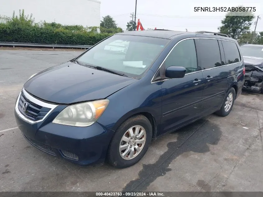 2010 Honda Odyssey Ex VIN: 5FNRL3H52AB058775 Lot: 40423763