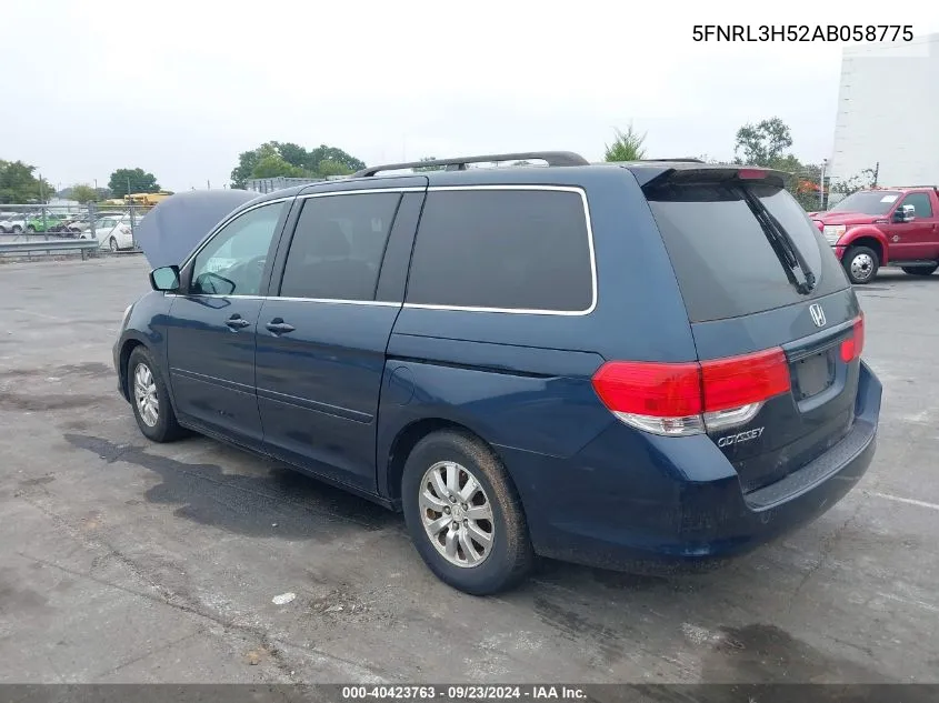 5FNRL3H52AB058775 2010 Honda Odyssey Ex