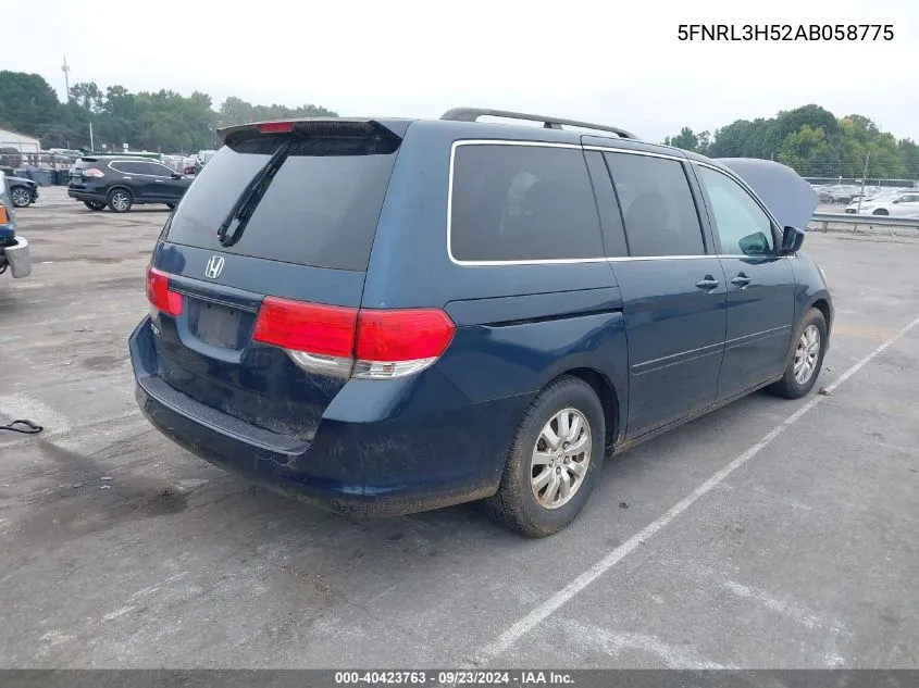 2010 Honda Odyssey Ex VIN: 5FNRL3H52AB058775 Lot: 40423763