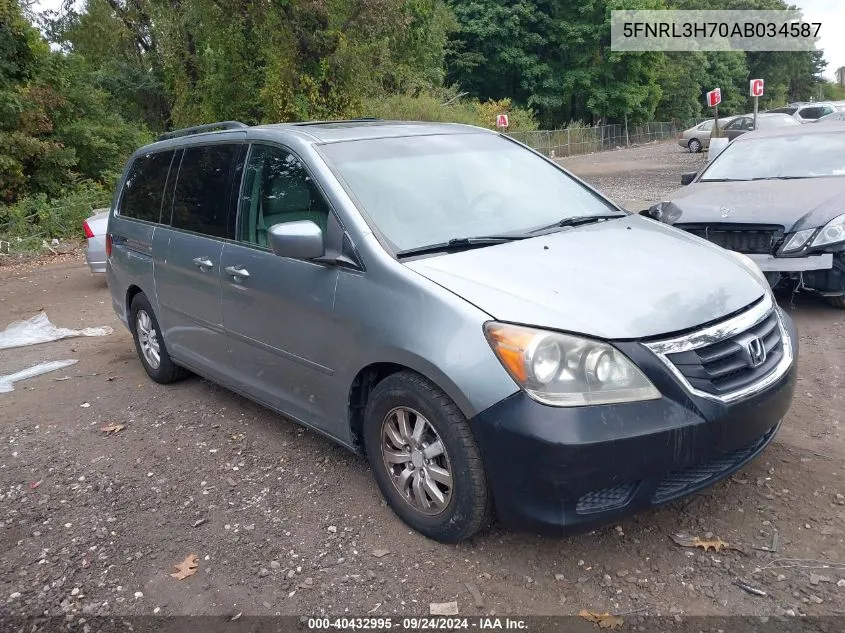 2010 Honda Odyssey Ex-L VIN: 5FNRL3H70AB034587 Lot: 40432995