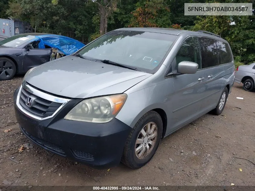 2010 Honda Odyssey Ex-L VIN: 5FNRL3H70AB034587 Lot: 40432995