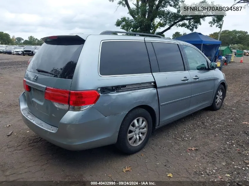 2010 Honda Odyssey Ex-L VIN: 5FNRL3H70AB034587 Lot: 40432995