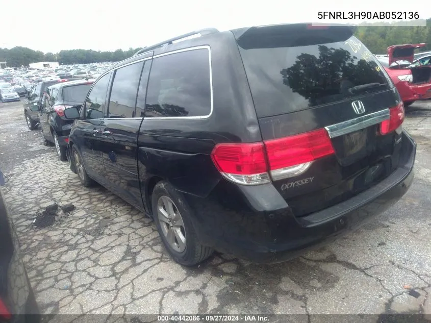 2010 Honda Odyssey Touring VIN: 5FNRL3H90AB052136 Lot: 40442086