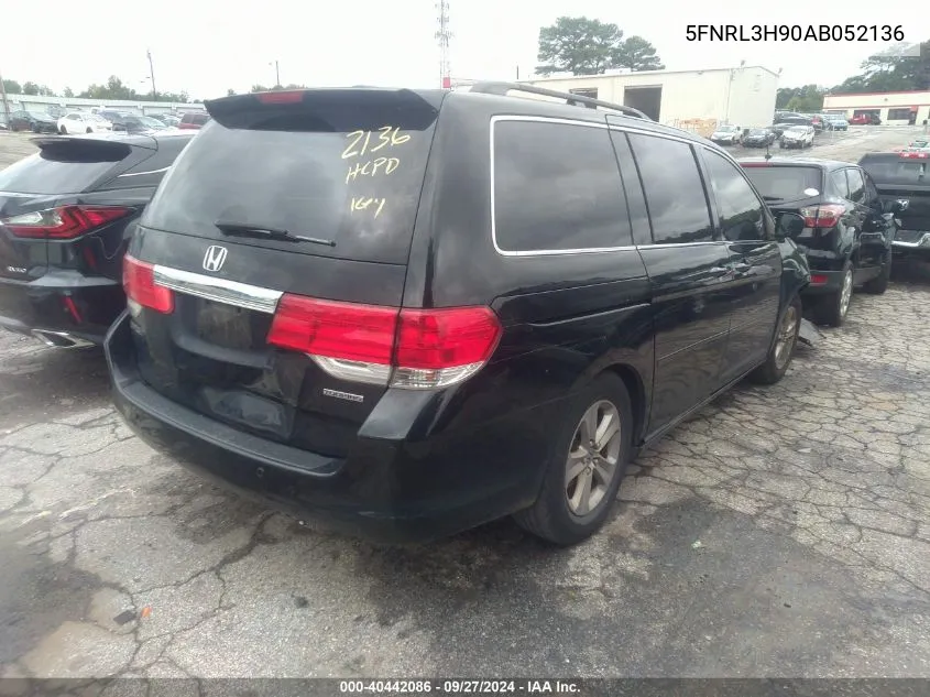 2010 Honda Odyssey Touring VIN: 5FNRL3H90AB052136 Lot: 40442086