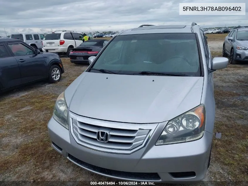 2010 Honda Odyssey Ex-L VIN: 5FNRL3H78AB096402 Lot: 40476494