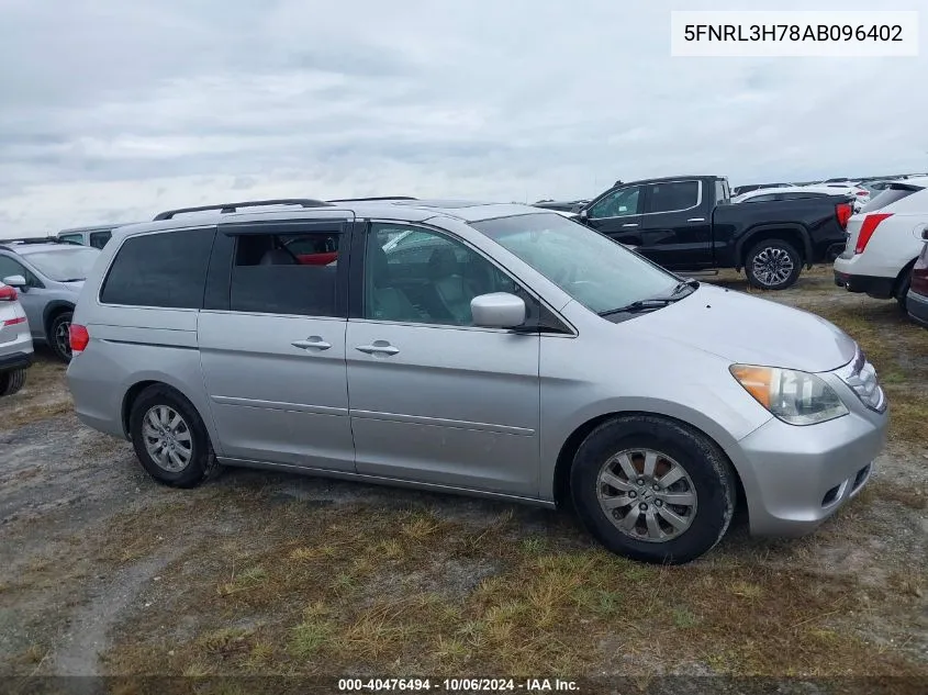 2010 Honda Odyssey Ex-L VIN: 5FNRL3H78AB096402 Lot: 40476494