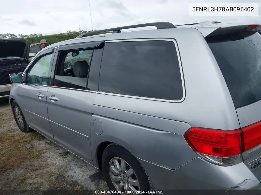 2010 Honda Odyssey Ex-L VIN: 5FNRL3H78AB096402 Lot: 40476494