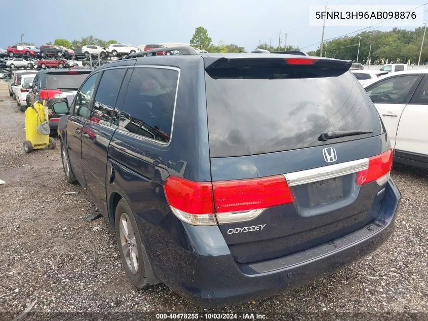 2010 Honda Odyssey Touring VIN: 5FNRL3H96AB098876 Lot: 40478255