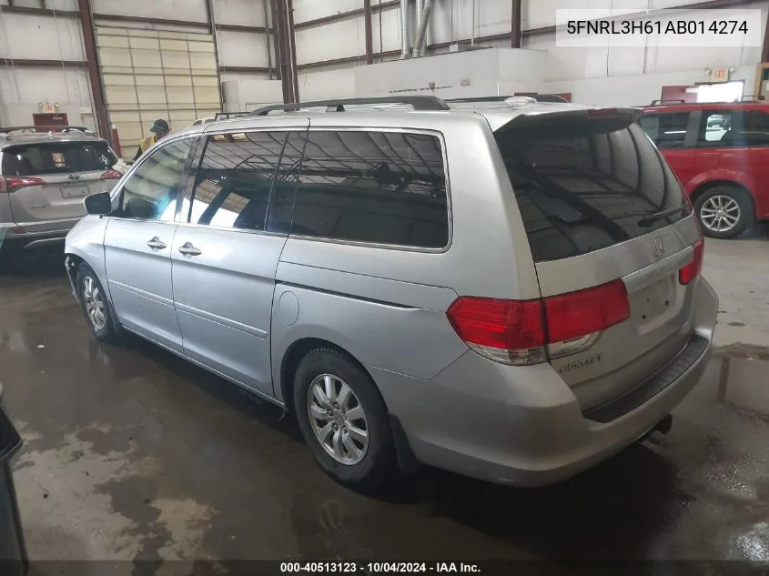 2010 Honda Odyssey Ex-L VIN: 5FNRL3H61AB014274 Lot: 40513123