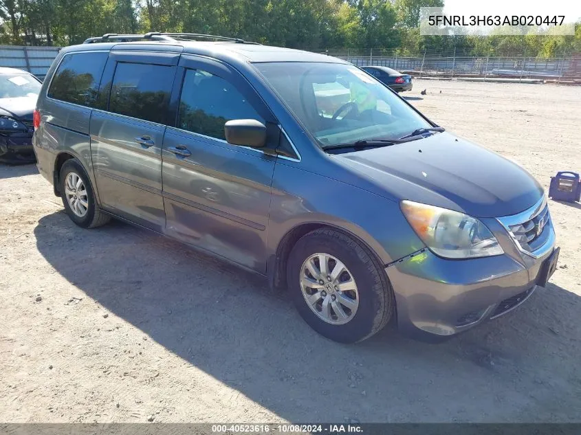 2010 Honda Odyssey Ex-L VIN: 5FNRL3H63AB020447 Lot: 40523616