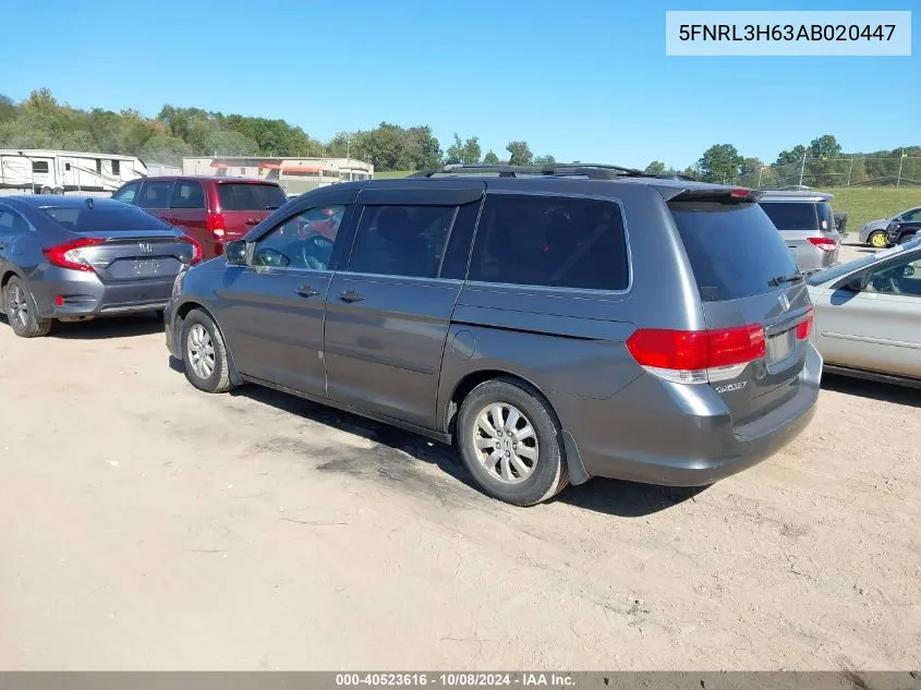 2010 Honda Odyssey Ex-L VIN: 5FNRL3H63AB020447 Lot: 40523616