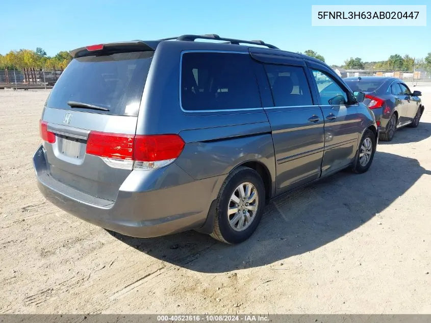 2010 Honda Odyssey Ex-L VIN: 5FNRL3H63AB020447 Lot: 40523616