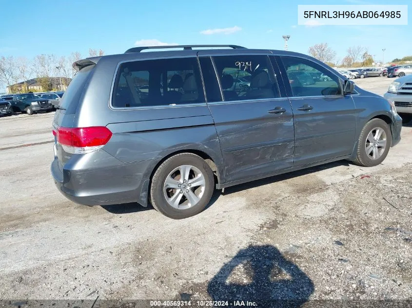 2010 Honda Odyssey Touring VIN: 5FNRL3H96AB064985 Lot: 40569314