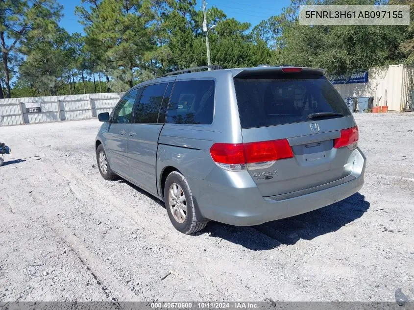 2010 Honda Odyssey Ex-L VIN: 5FNRL3H61AB097155 Lot: 40570600