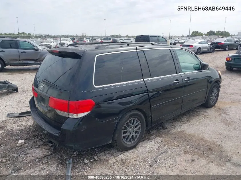 5FNRLBH63AB649446 2010 Honda Odyssey Ex-L