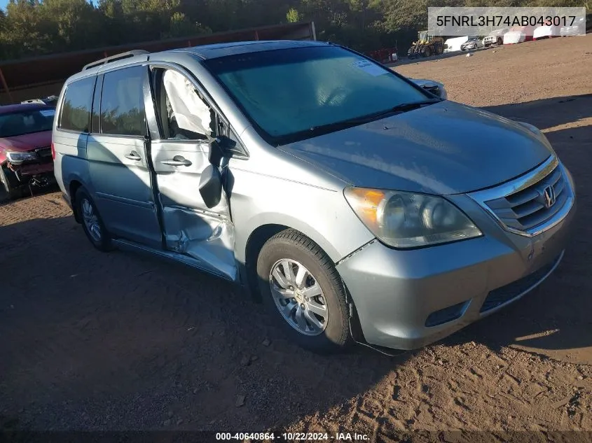 2010 Honda Odyssey Ex-L VIN: 5FNRL3H74AB043017 Lot: 40640864