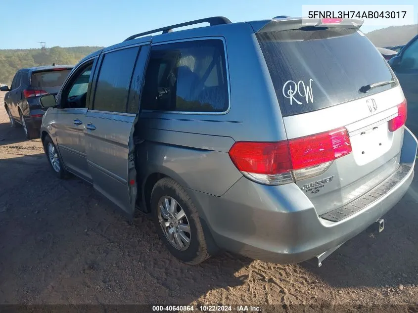 2010 Honda Odyssey Ex-L VIN: 5FNRL3H74AB043017 Lot: 40640864