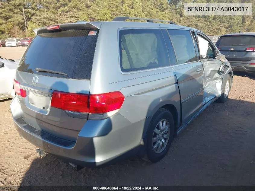 2010 Honda Odyssey Ex-L VIN: 5FNRL3H74AB043017 Lot: 40640864