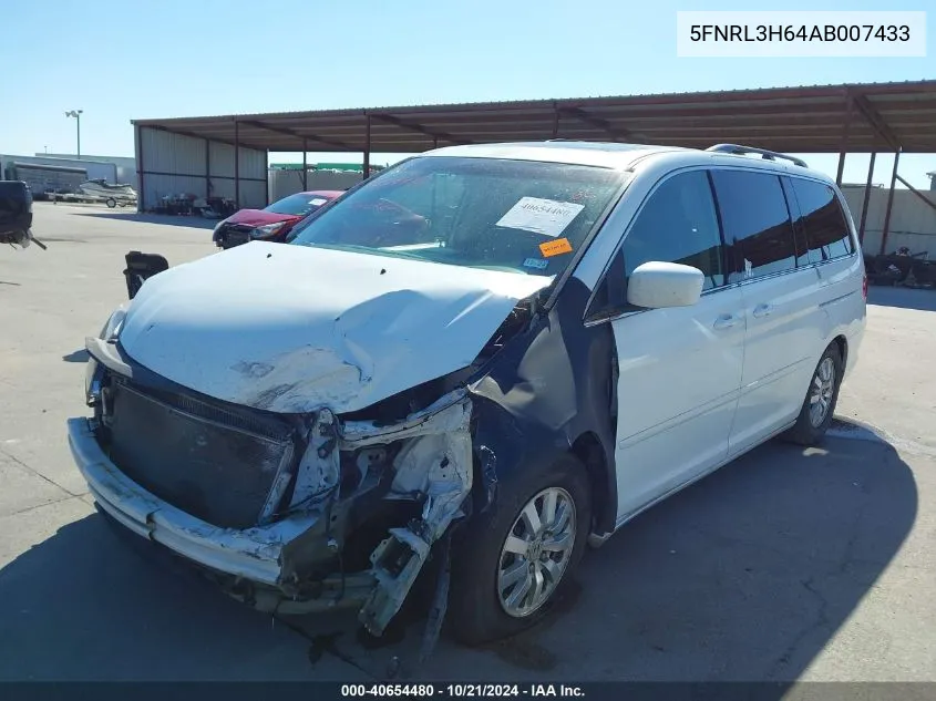 2010 Honda Odyssey Ex-L VIN: 5FNRL3H64AB007433 Lot: 40654480