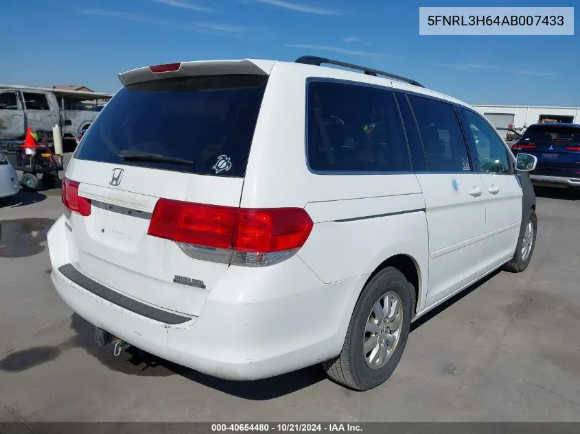 2010 Honda Odyssey Ex-L VIN: 5FNRL3H64AB007433 Lot: 40654480