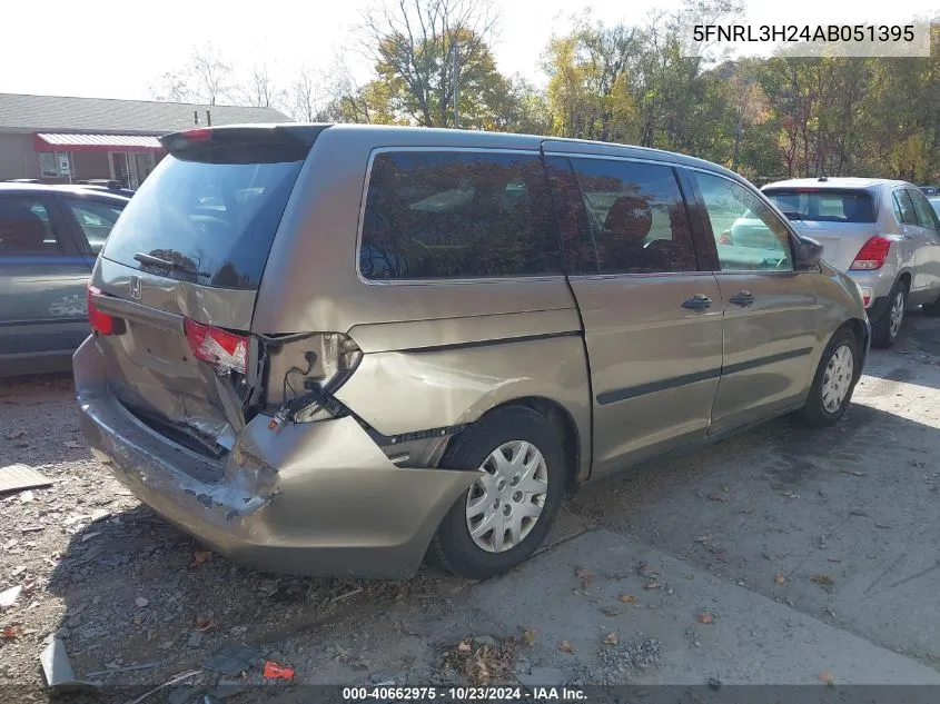 2010 Honda Odyssey Lx VIN: 5FNRL3H24AB051395 Lot: 40662975