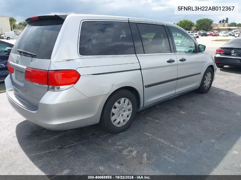 2010 Honda Odyssey Lx VIN: 5FNRL3H22AB012367 Lot: 40665975