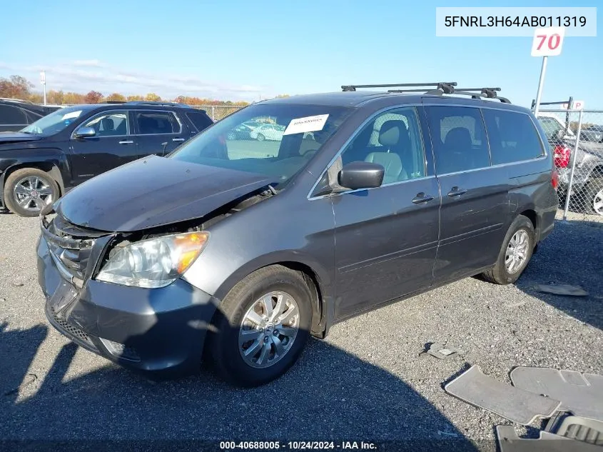 2010 Honda Odyssey Exl VIN: 5FNRL3H64AB011319 Lot: 40688005