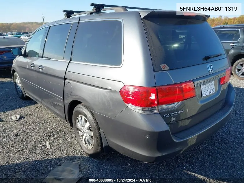 2010 Honda Odyssey Exl VIN: 5FNRL3H64AB011319 Lot: 40688005