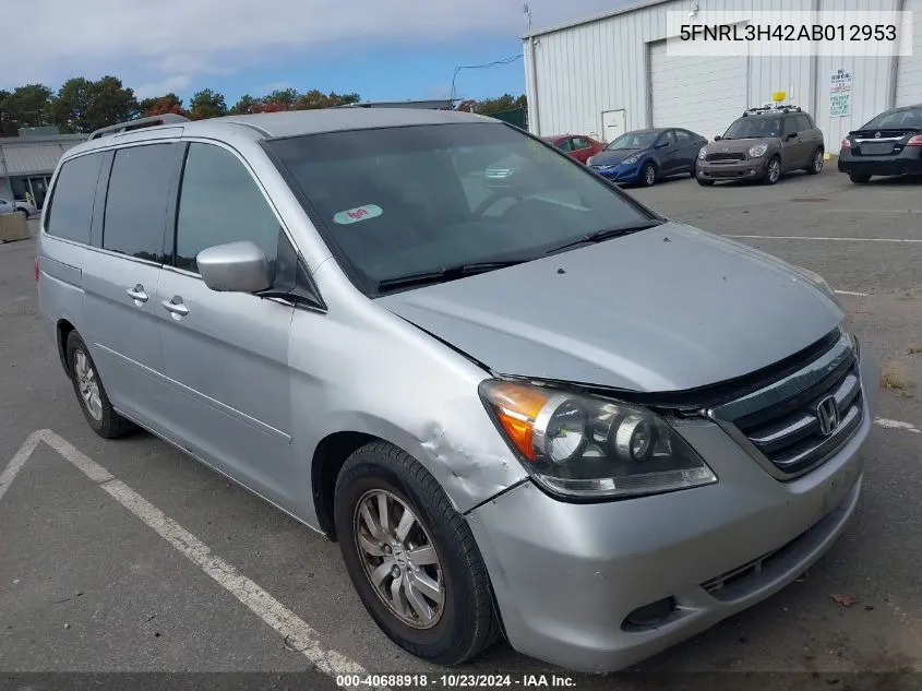 2010 Honda Odyssey Ex VIN: 5FNRL3H42AB012953 Lot: 40688918