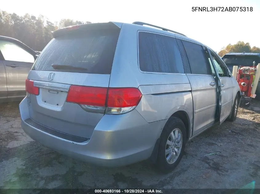 2010 Honda Odyssey Exl VIN: 5FNRL3H72AB075318 Lot: 40693166