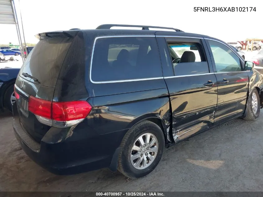 2010 Honda Odyssey Ex-L VIN: 5FNRL3H6XAB102174 Lot: 40700957