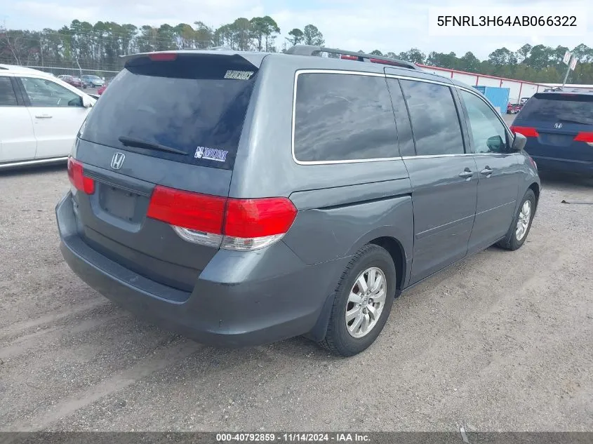 2010 Honda Odyssey Ex-L VIN: 5FNRL3H64AB066322 Lot: 40792859